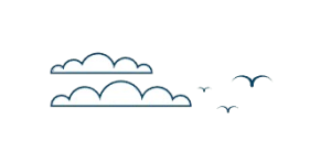 Illustration of clouds and flying birds